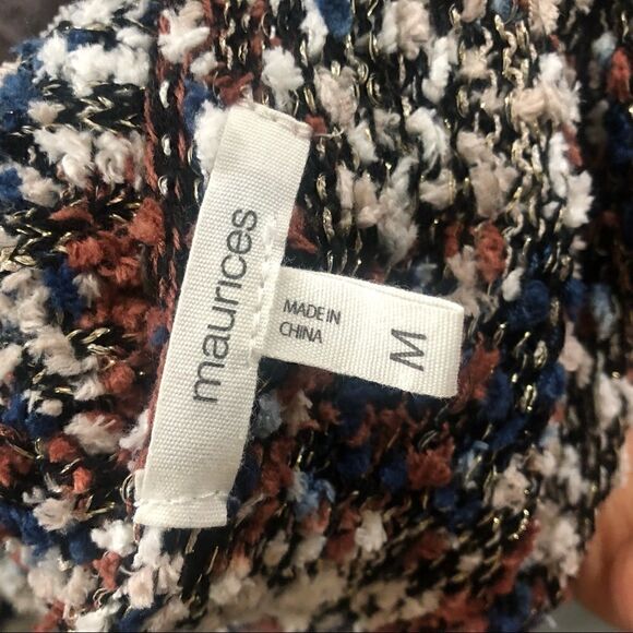 Maurices Fall Brown Earthy Pullover Crew Sweater Fuzzy Women Size Medium Crew - Picture 8 of 9